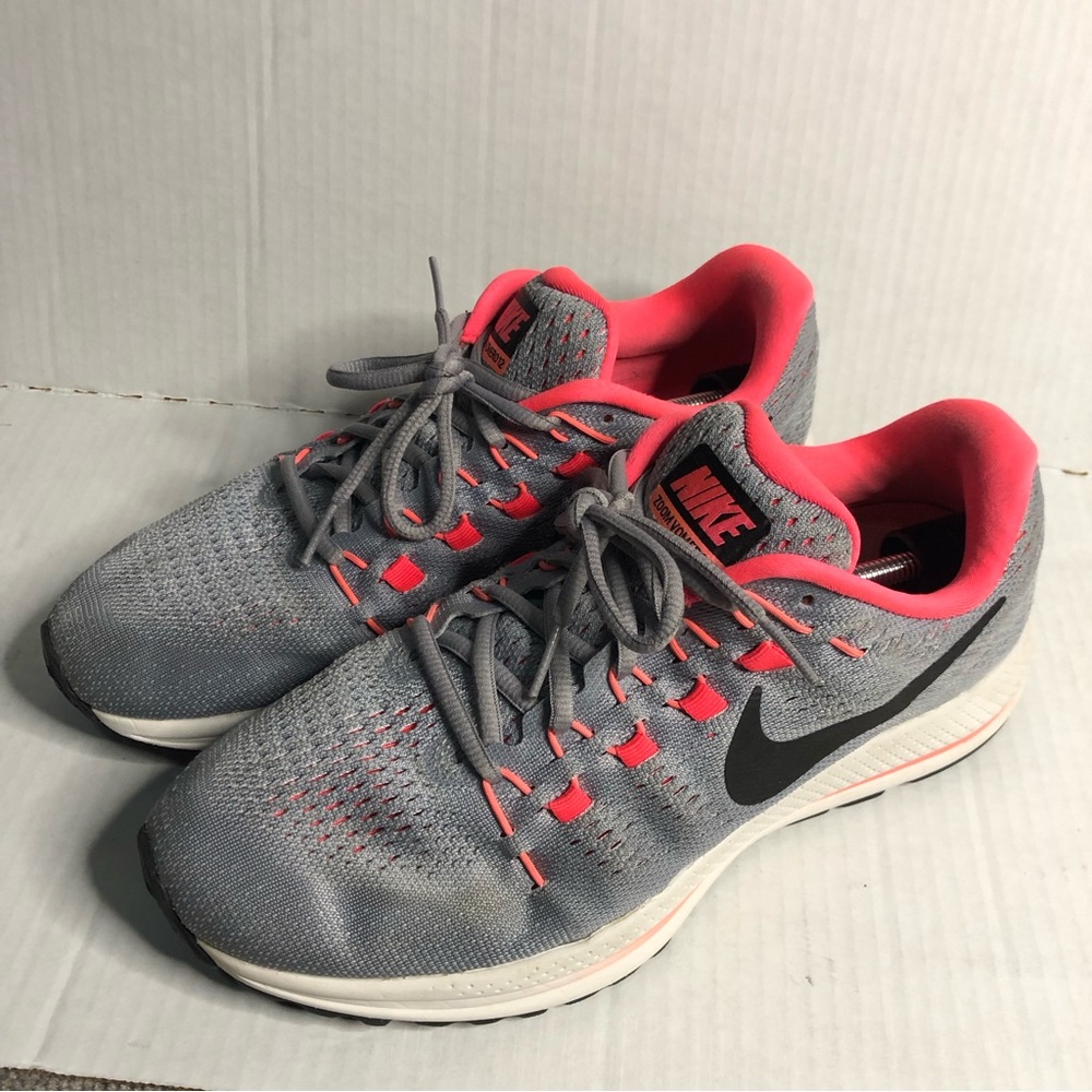 Nike Air Sneakers Womens 9.5 Shoes Zoom Vomero 12 Lace Up Grey Pink Running